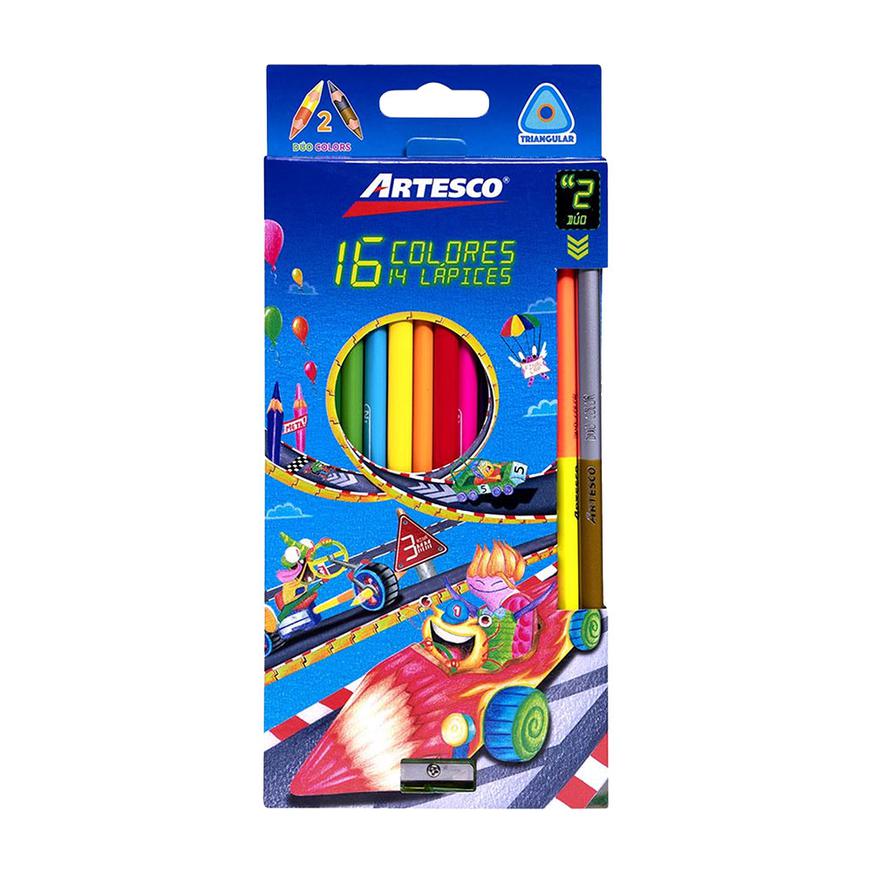 COLORES LARGOS ARTESCO TRIANGULARES 14 LÁPICES/16 COLORES